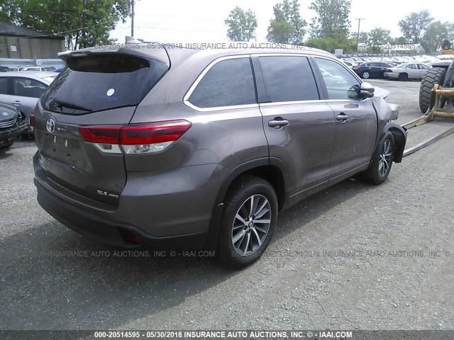 5TDJZRFH8HS383304 - 2017 TOYOTA HIGHLANDER SE/XLE BROWN photo 4