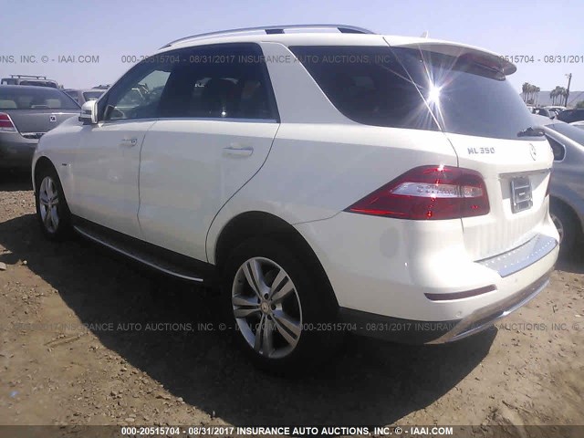 4JGDA5HBXCA044020 - 2012 MERCEDES-BENZ ML 350 4MATIC WHITE photo 3