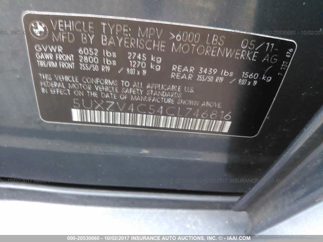 5UXZV4C54CL746816 - 2012 BMW X5 XDRIVE35I BLUE photo 9