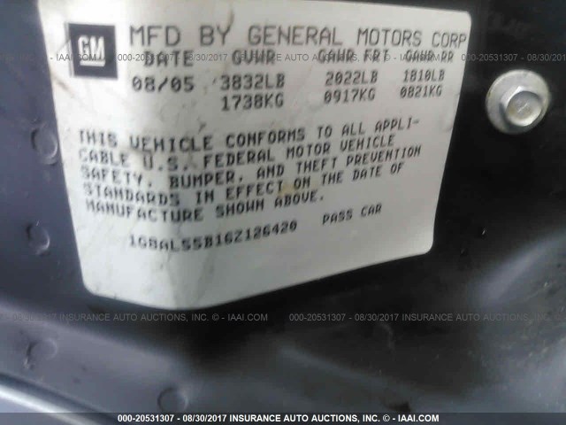 1G8AL55B16Z126420 - 2006 SATURN ION LEVEL 3 SILVER photo 9