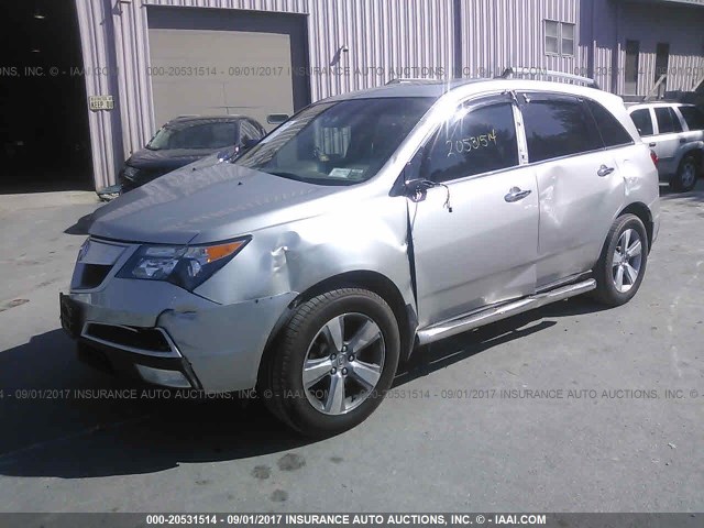 2HNYD2H31CH536323 - 2012 ACURA MDX TECHNOLOGY SILVER photo 2