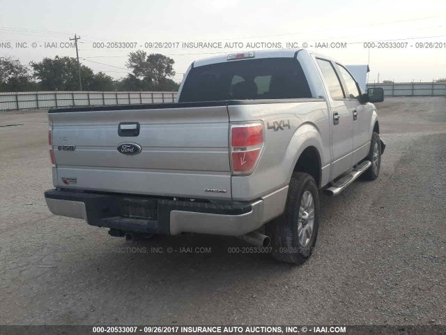 1FTFW1EF0CKD10234 - 2012 FORD F150 SUPERCREW SILVER photo 4