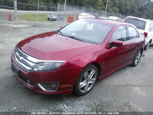 3FAHP0KC6AR400450 - 2010 FORD FUSION SPORT RED photo 2