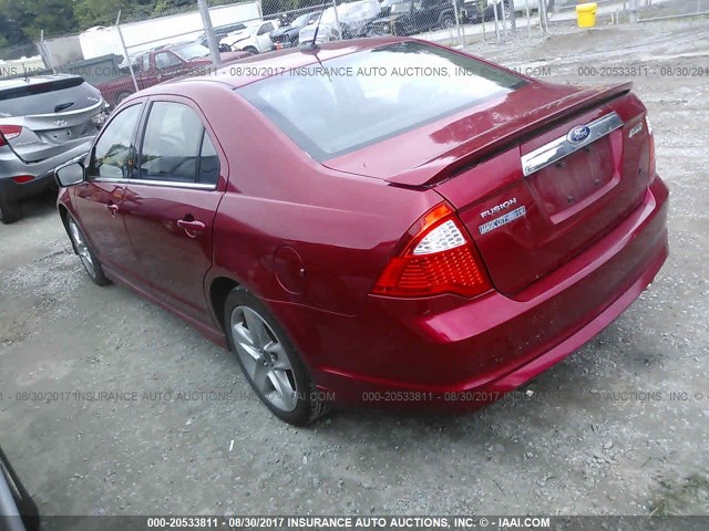 3FAHP0KC6AR400450 - 2010 FORD FUSION SPORT RED photo 3