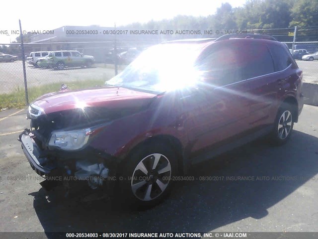 JF2SJALCXHH404553 - 2017 SUBARU FORESTER 2.5I LIMITED RED photo 2