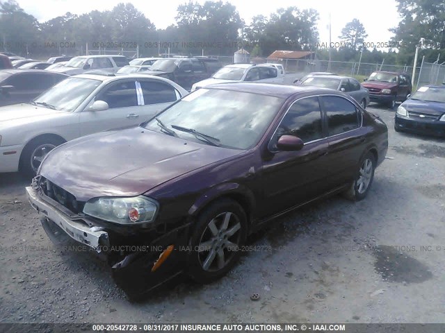 JN1DA31D22T436192 - 2002 NISSAN MAXIMA GLE/GXE/SE BURGUNDY photo 2