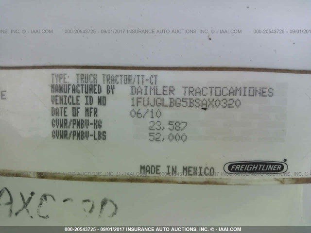 1FUJGLBG5BSAX0320 - 2011 FREIGHTLINER CASCADIA 125  RED photo 10