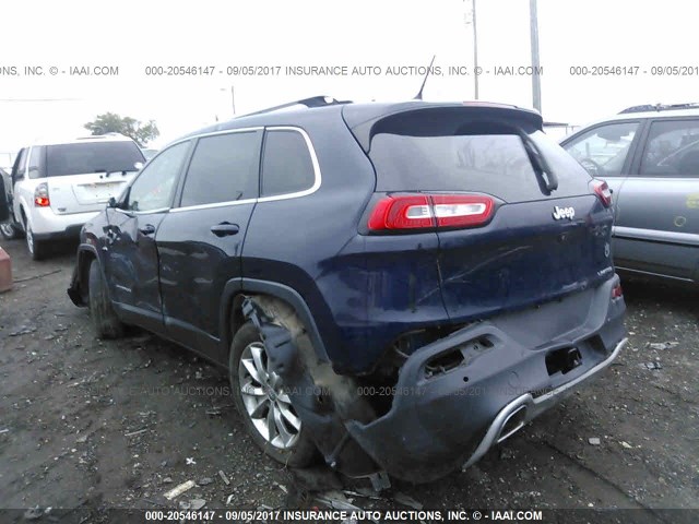 1C4PJLDS5FW572812 - 2015 JEEP CHEROKEE LIMITED BLUE photo 3