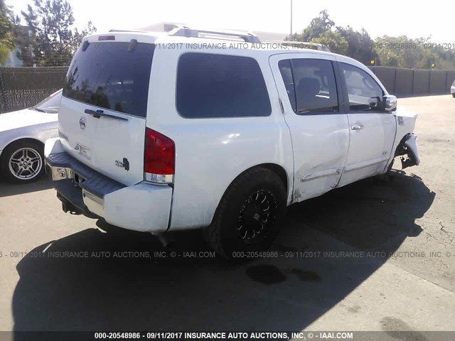 5N1AA08A65N713893 - 2005 NISSAN ARMADA SE/LE WHITE photo 4