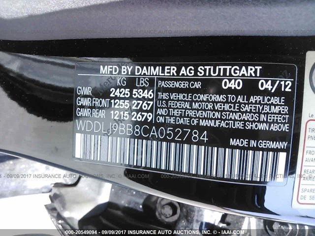 WDDLJ9BB8CA052784 - 2012 MERCEDES-BENZ CLS 550 4MATIC BLACK photo 9