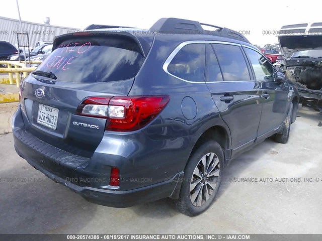 4S4BSBLC3F3227948 - 2015 SUBARU OUTBACK 2.5I LIMITED GRAY photo 4