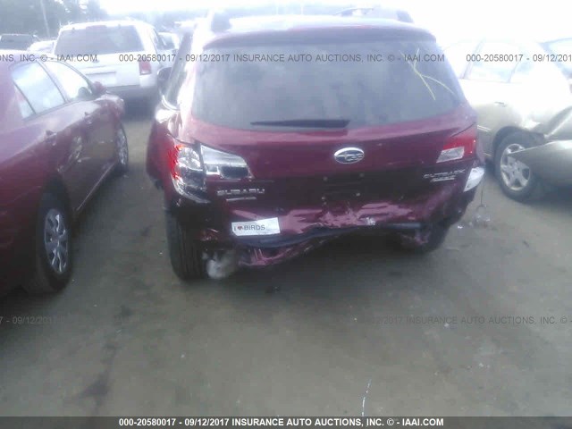 4S4BRBGC7C3246567 - 2012 SUBARU OUTBACK 2.5I PREMIUM MAROON photo 6