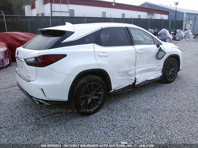 2T2BZMCA9HC073262 - 2017 LEXUS RX 350/BASE/F SPORT WHITE photo 4