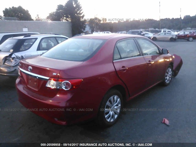 2T1BU4EE8DC037897 - 2013 TOYOTA COROLLA S/LE RED photo 4
