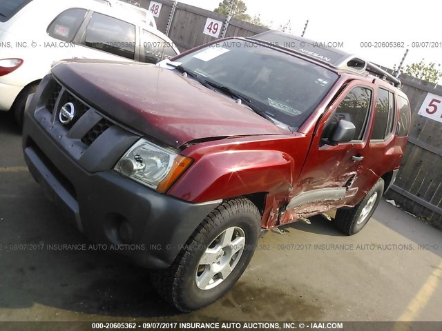 5N1AN08W05C600727 - 2005 NISSAN XTERRA OFF ROAD/S/SE RED photo 2