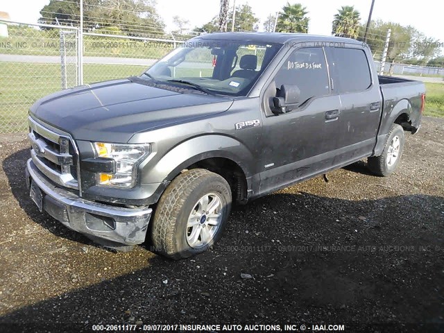 1FTEW1CP5GKD45168 - 2016 FORD F150 SUPERCREW GRAY photo 2