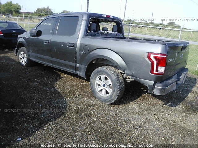 1FTEW1CP5GKD45168 - 2016 FORD F150 SUPERCREW GRAY photo 3