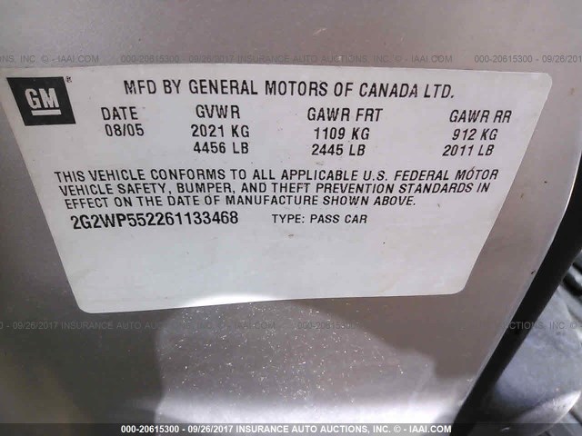 2G2WP552261133468 - 2006 PONTIAC GRAND PRIX Gümüş foto 9