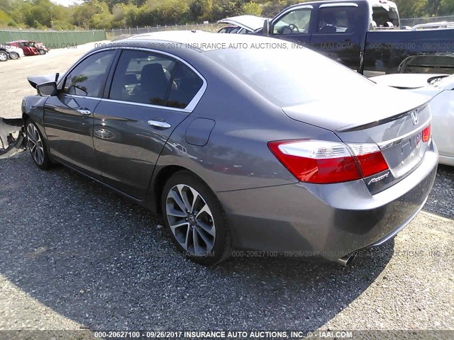 1HGCR2F50FA271002 - 2015 HONDA ACCORD SPORT GRAY photo 3