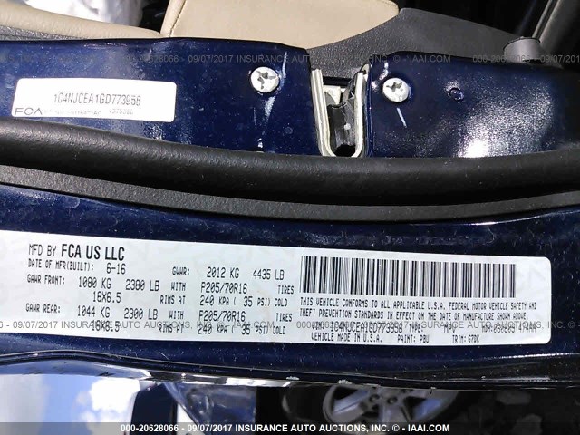 1C4NJCEA1GD773956 - 2016 JEEP COMPASS LATITUDE 蓝色 照片 9