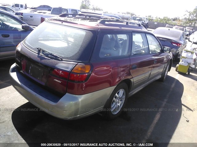 4S3BH675026645138 - 2002 SUBARU LEGACY OUTBACK AWP 勃艮第红 照片 4