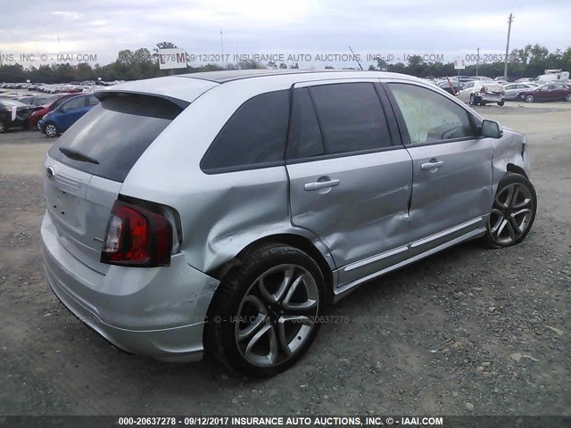 2FMDK4AK0DBE19761 - 2013 FORD EDGE SPORT SILVER photo 4