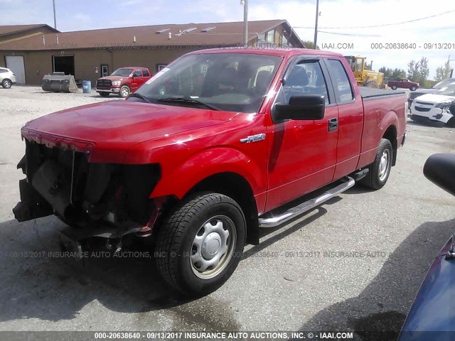 1FTEX1CWXAFA12145 - 2010 FORD F150 SUPER CAB RED photo 2