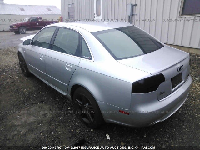 WAUDF78E78A123757 - 2008 AUDI A4 2.0T QUATTRO GRAY photo 3