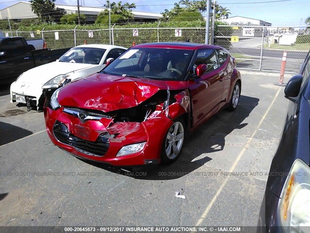 KMHTC6AD2EU190579 - 2014 HYUNDAI VELOSTER RED photo 2