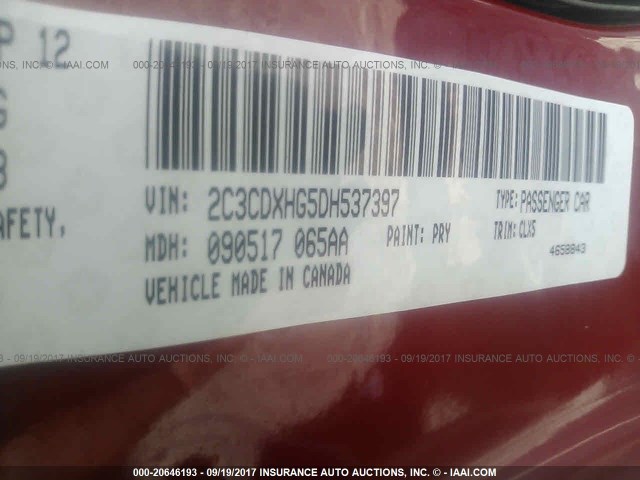 2C3CDXHG5DH537397 - 2013 DODGE CHARGER SXT RED photo 9