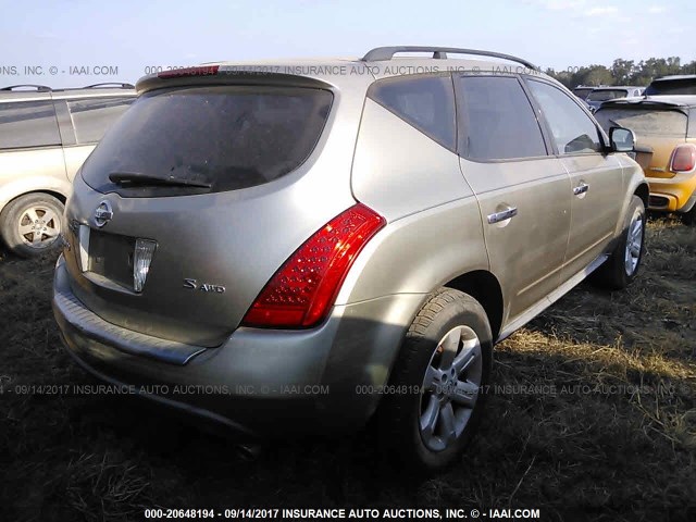 JN8AZ08W16W513450 - 2006 NISSAN MURANO SL/SE/S TAN photo 4