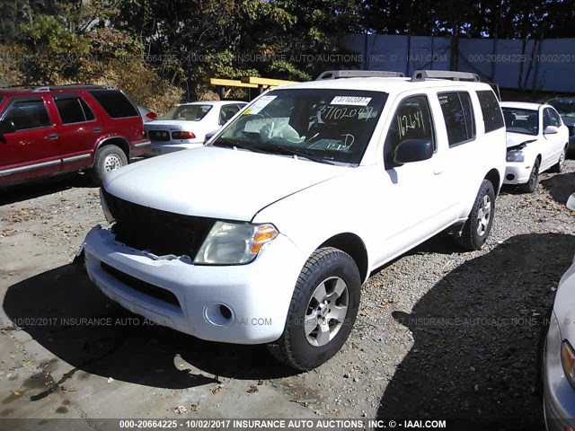 5N1AR18B78C615592 - 2008 NISSAN PATHFINDER S/LE/SE WHITE photo 2