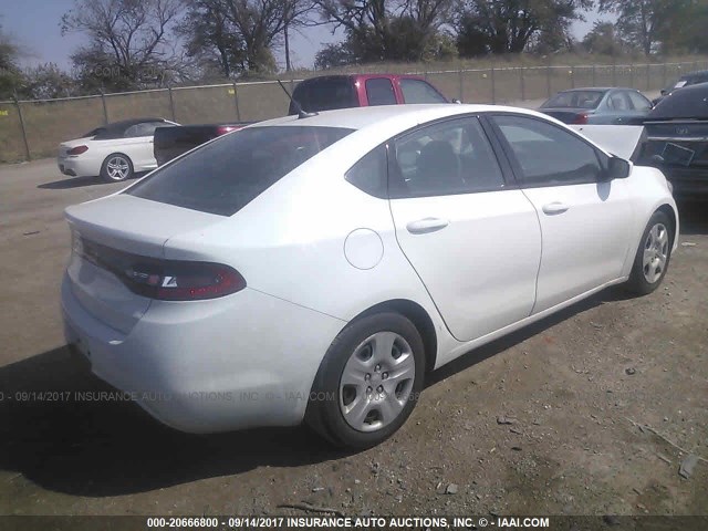 1C3CDFAA1FD301393 - 2015 DODGE DART SE WHITE photo 4