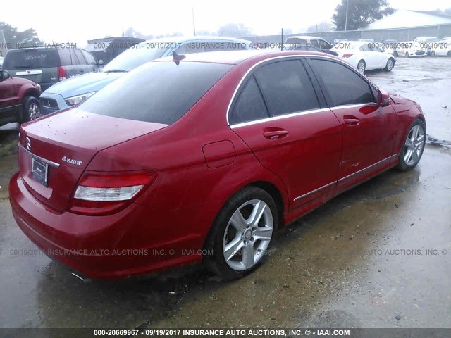 WDDGF8BB5BA522216 - 2011 MERCEDES-BENZ C 300 4MATIC RED photo 4