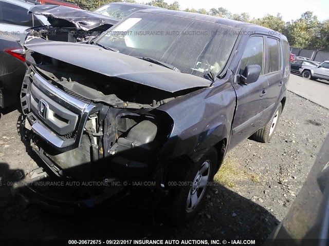 5FNYF48249B047898 - 2009 HONDA PILOT LX BLUE photo 2