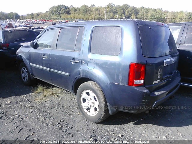 5FNYF48249B047898 - 2009 HONDA PILOT LX BLUE photo 3