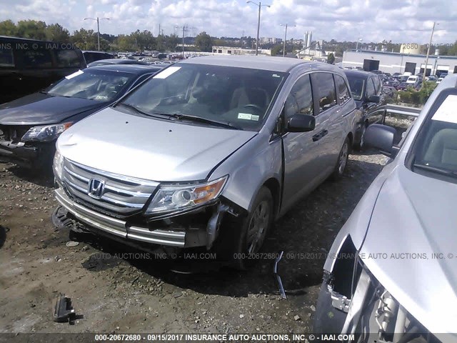 5FNRL5H29CB012722 - 2012 HONDA ODYSSEY LX SILVER photo 2