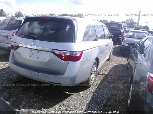 5FNRL5H29CB012722 - 2012 HONDA ODYSSEY LX SILVER photo 4