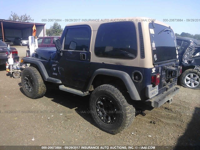 1J4FA49S52P707845 - 2002 JEEP WRANGLER / TJ SPORT BLUE photo 3