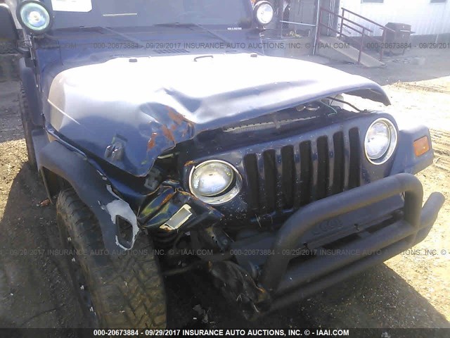 1J4FA49S52P707845 - 2002 JEEP WRANGLER / TJ SPORT BLUE photo 6