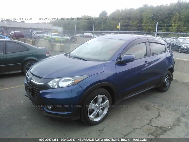 3CZRU6H53GM743865 - 2016 HONDA HR-V EX BLUE photo 2