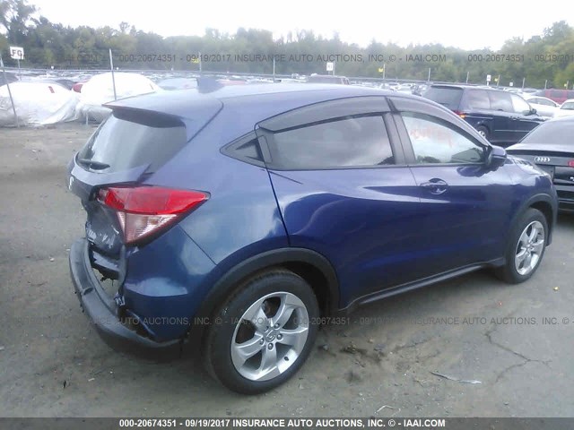 3CZRU6H53GM743865 - 2016 HONDA HR-V EX BLUE photo 4