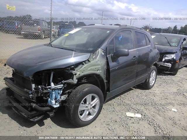 3GNCJPSB2GL217443 - 2016 CHEVROLET TRAX 1LT GRAY photo 2