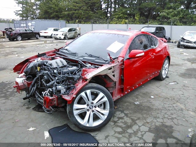 KMHHU6KH0AU019229 - 2010 HYUNDAI GENESIS COUPE 3.8L RED photo 2