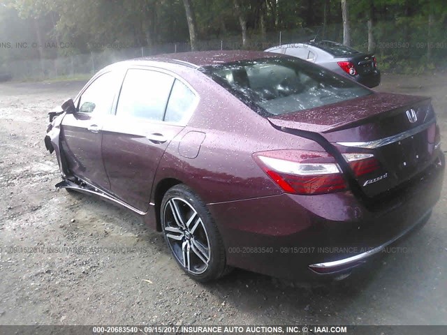 1HGCR2F52HA029718 - 2017 HONDA ACCORD SPORT MAROON photo 3