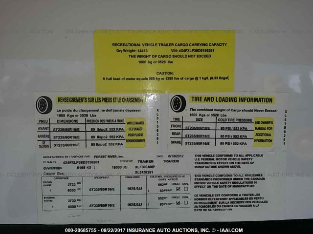 4X4FXLP38D5156281 - 2013 FOREST RIVER THUNDERBOL  未知 照片 9