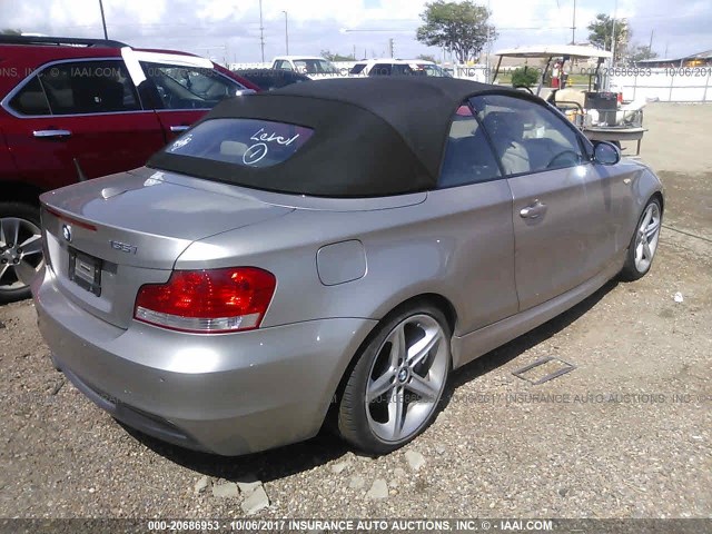 WBAUN93538VK39763 - 2008 BMW 135 I GRAY photo 4