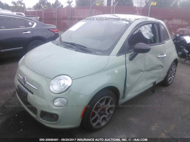 3C3CFFBR4DT596124 - 2013 FIAT 500 SPORT GREEN photo 2