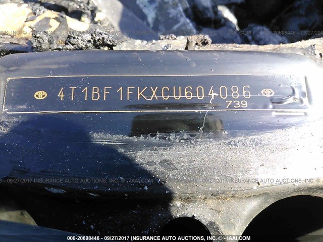 4T1BF1FKXCU604086 - 2012 TOYOTA CAMRY SE/LE/XLE BLACK photo 9