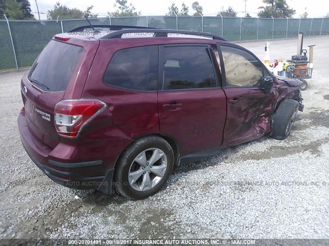 JF2SJACC1EG407097 - 2014 SUBARU FORESTER 2.5I PREMIUM BURGUNDY photo 4